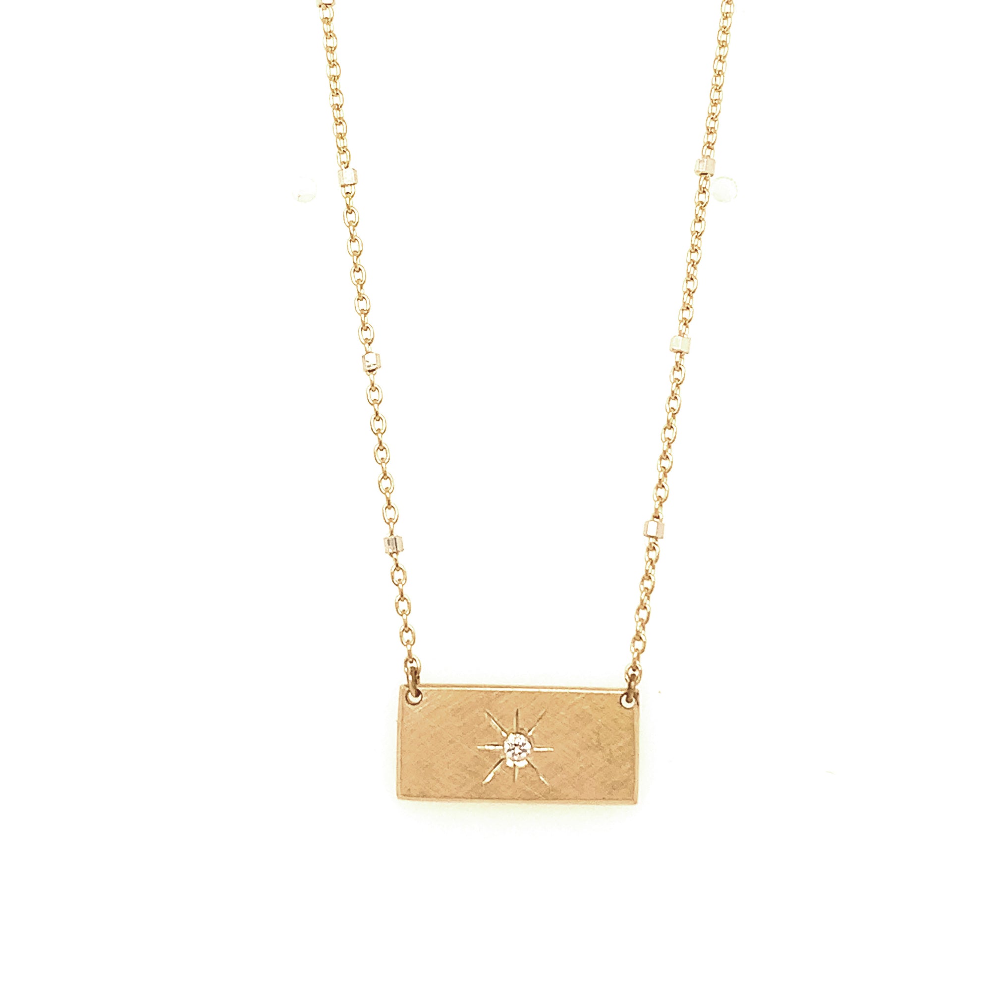14k yellow gold COCA bar necklace with diamond