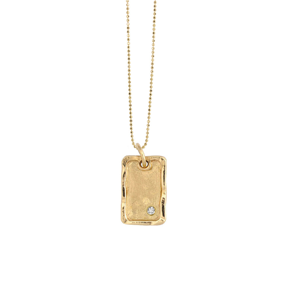 14K Gold Mini Dog Tag Necklace | Your Modern Forever Necklace 14K Yellow Gold