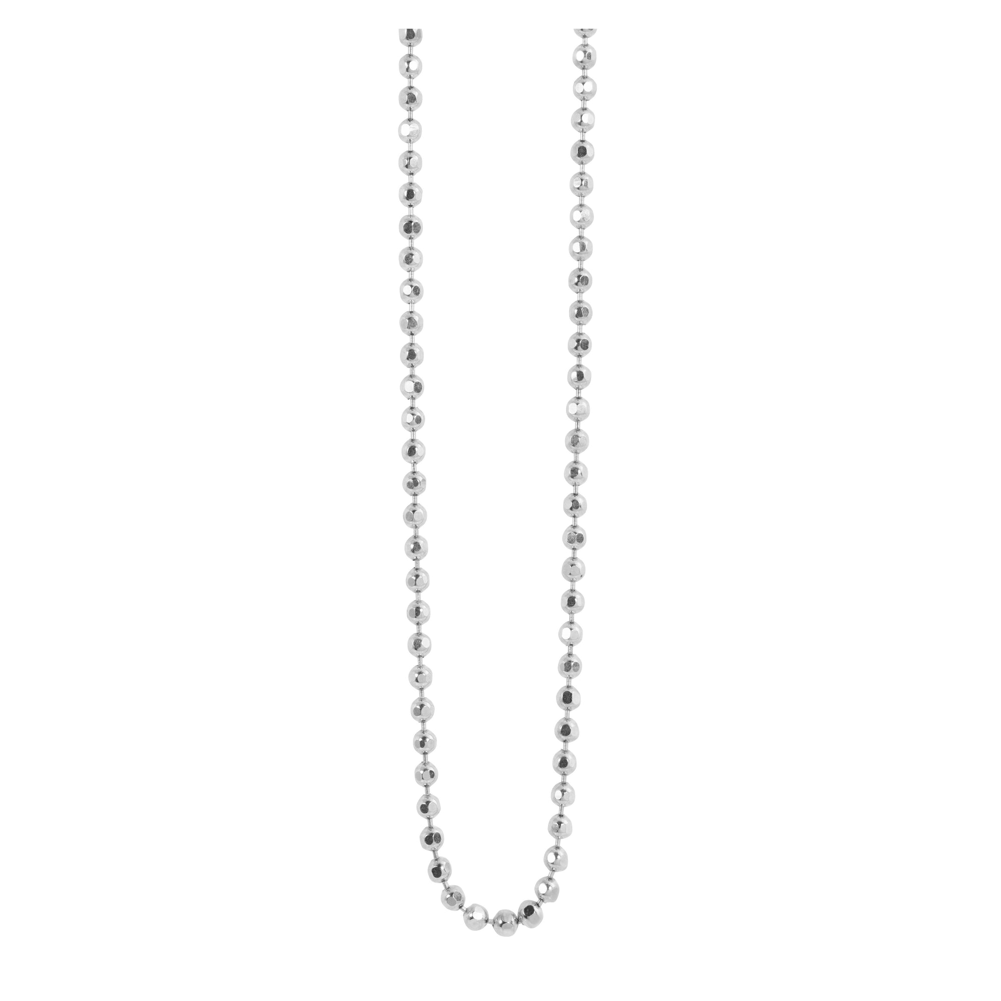 14k White Gold Diamond Cut Beaded Chain Necklace
