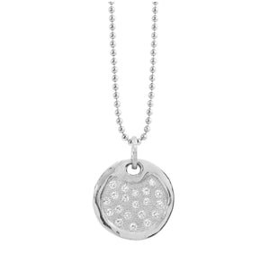 14k white gold large DENA pendant with scattered diamonds