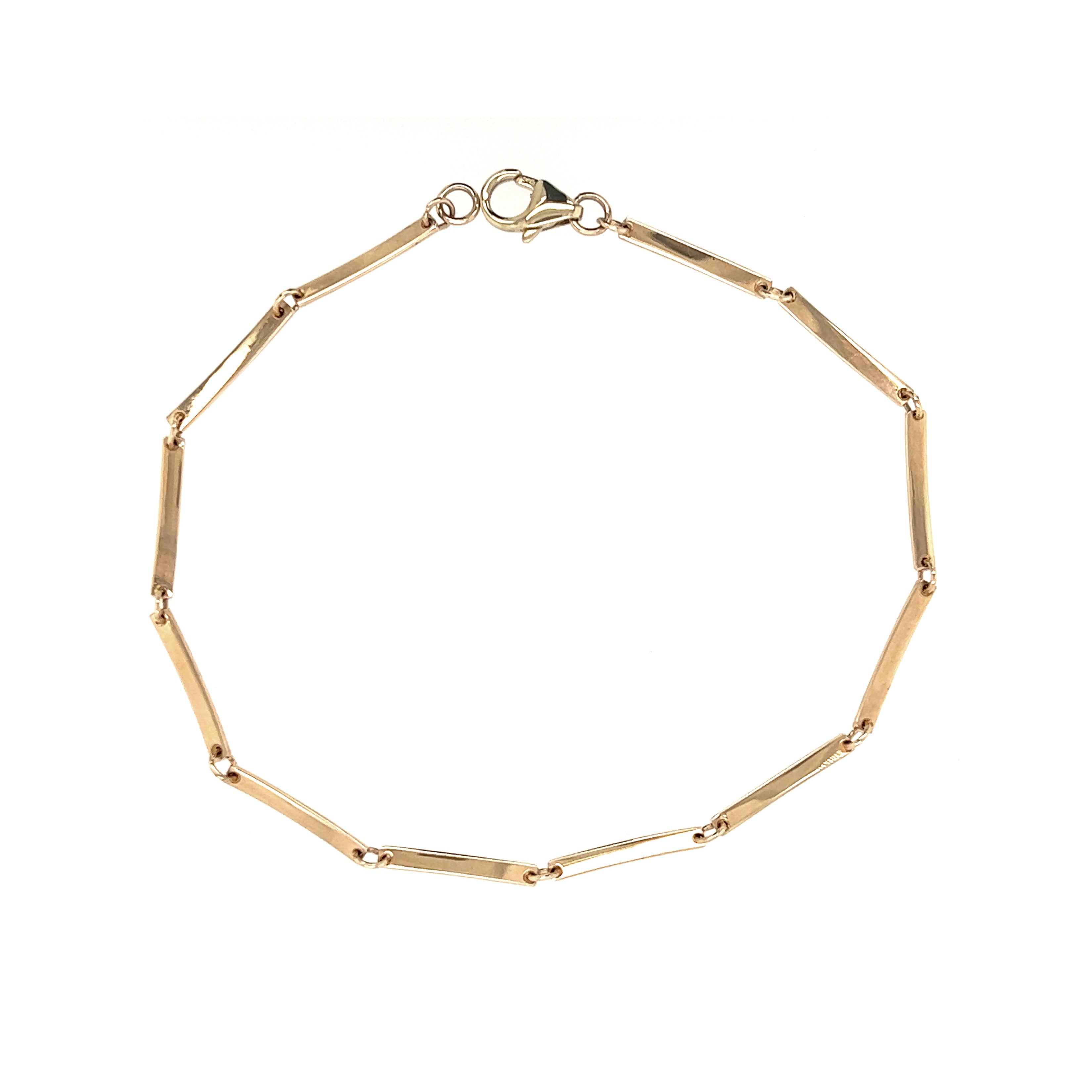 DOEY 14k Gold Flat Link Bracelet | Handmade 14k Gold Jewelry