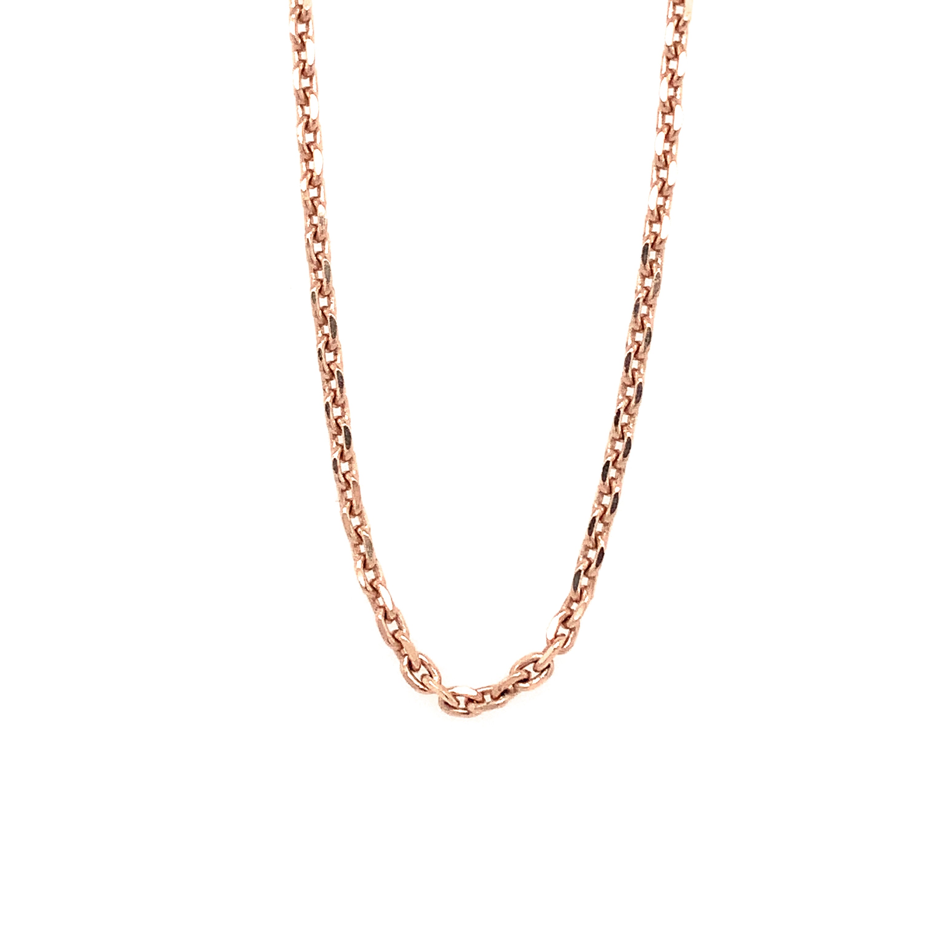 14k rose gold 2.0mm diamond cut rolo chain