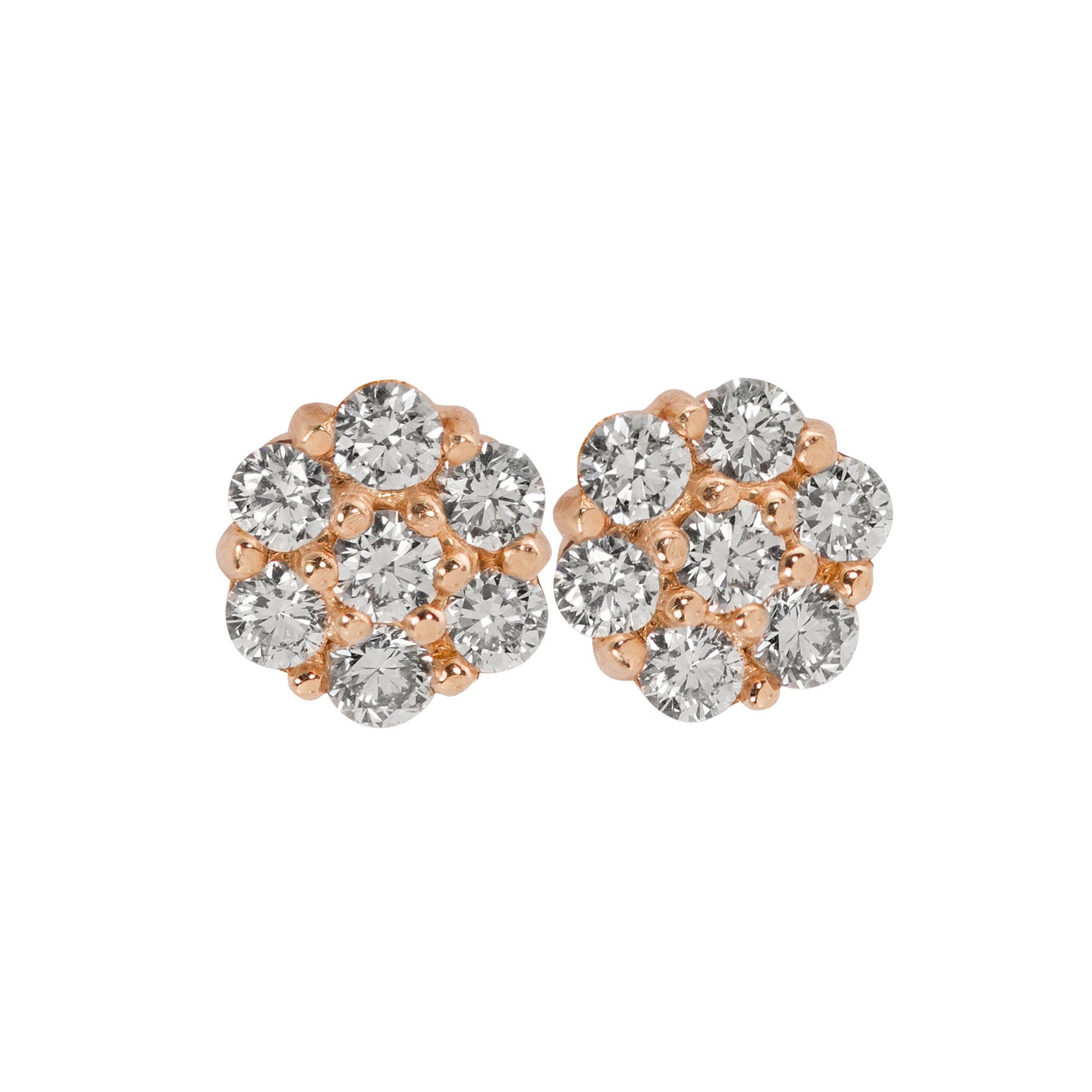 14k rose gold GALA diamond cluster earrings