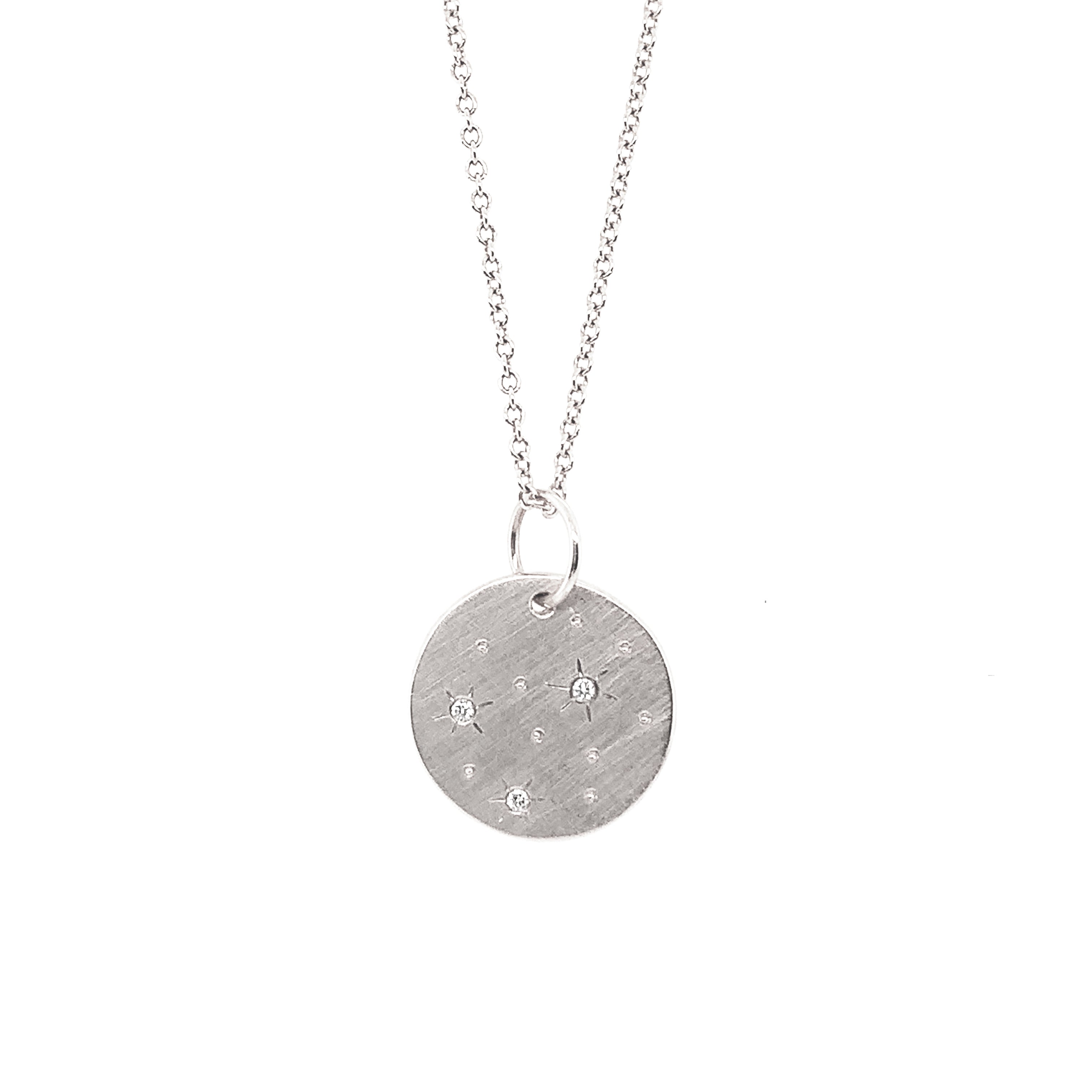 14k white gold GATZ charm with diamond stars