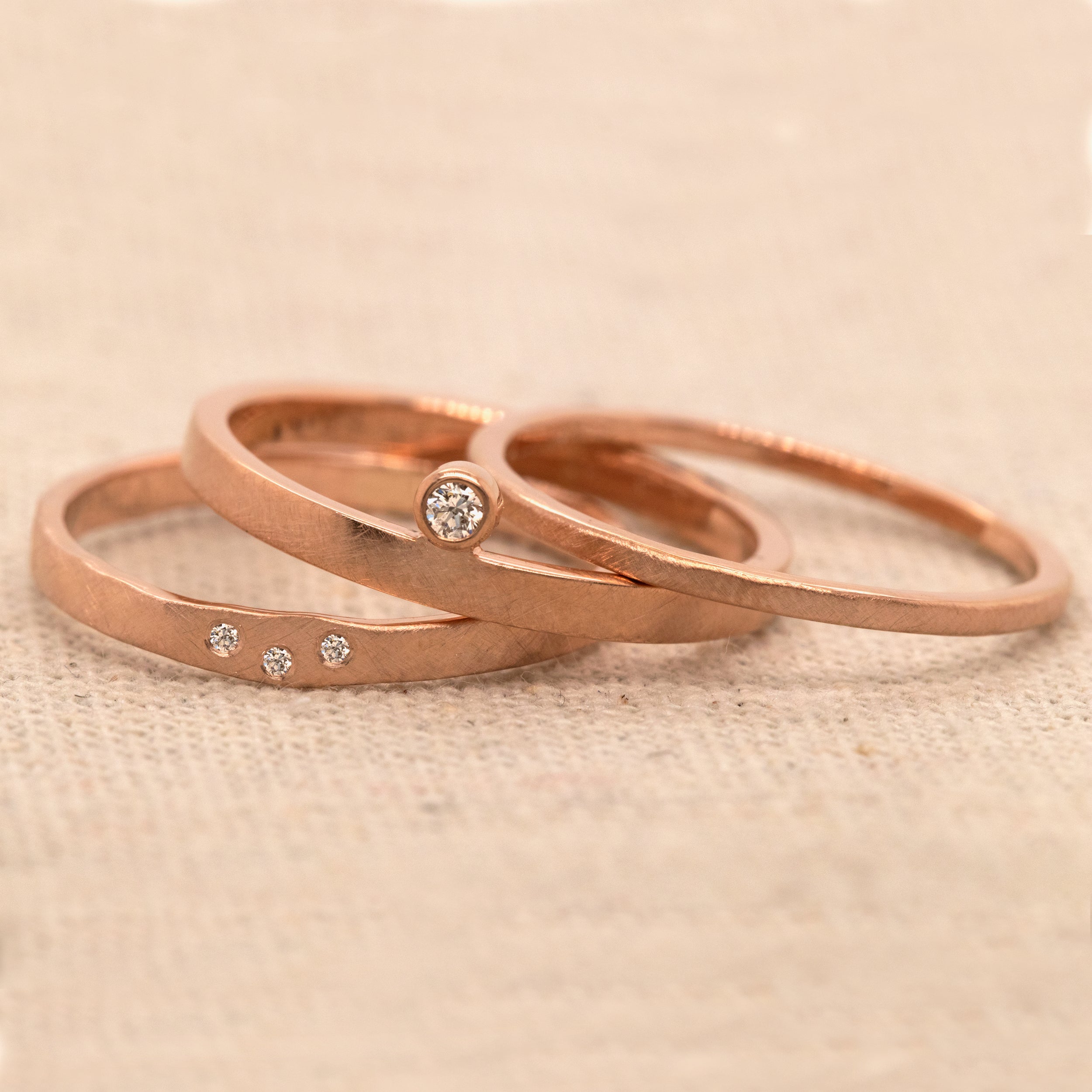 PRIM 14k Gold Hammered Stacker Ring