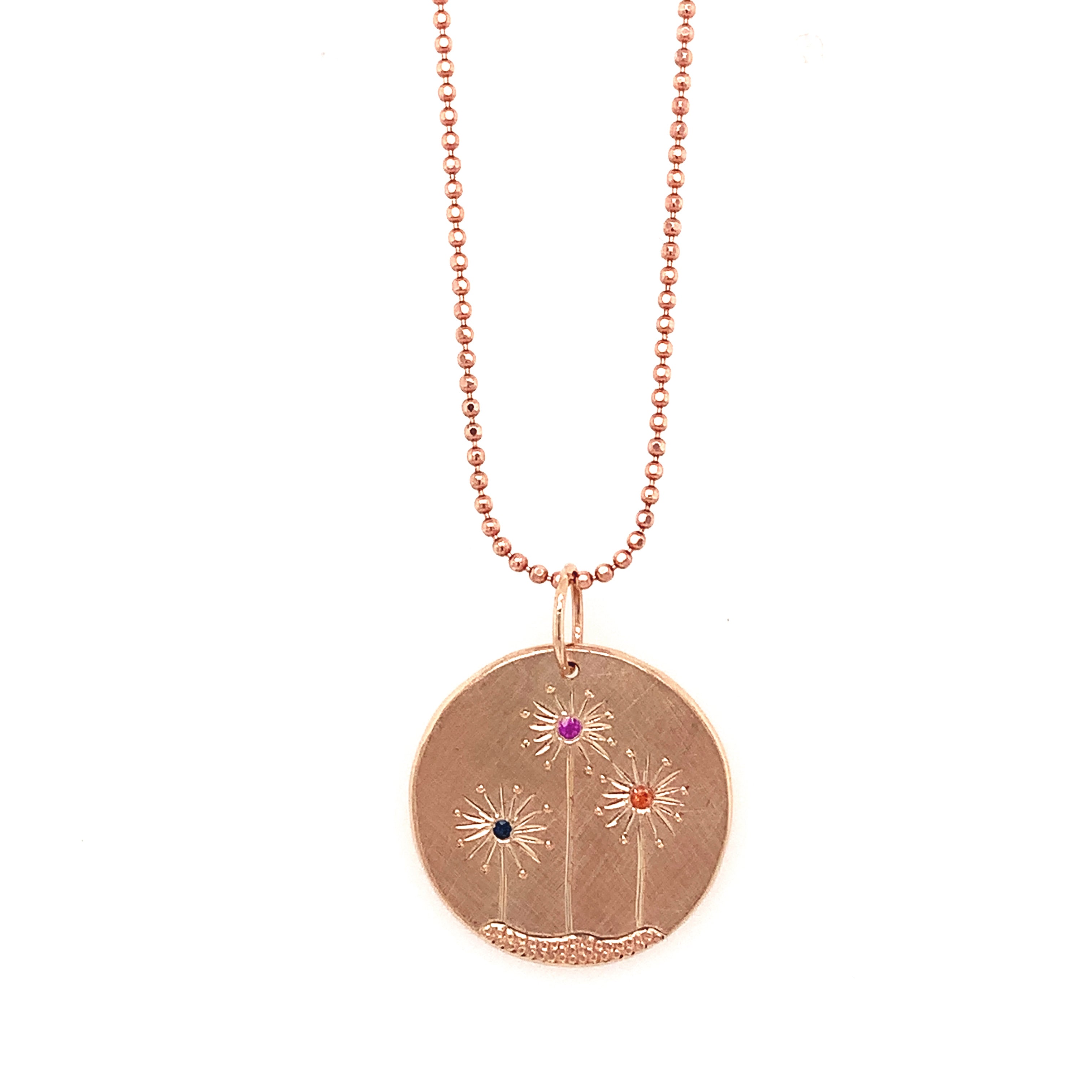 14k rose gold GIKI sapphire flower pendant