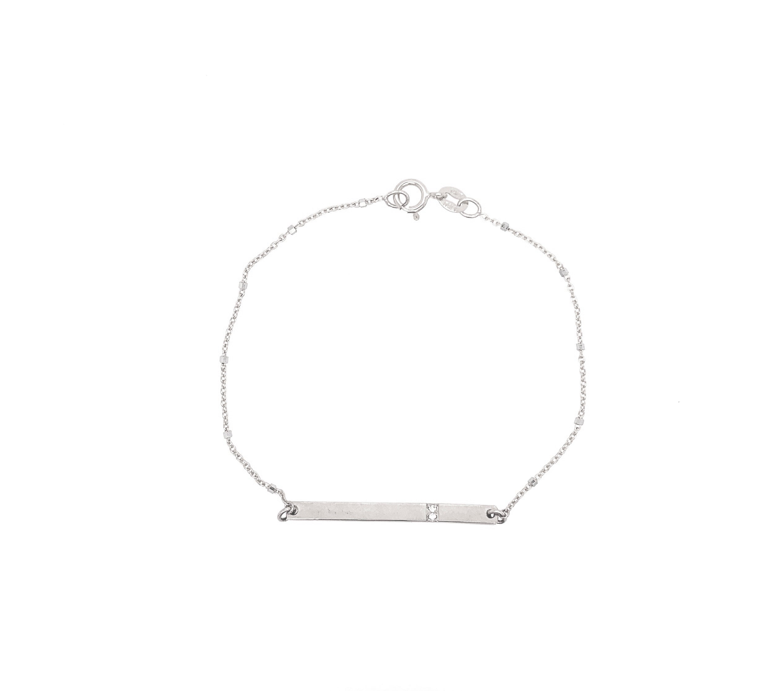 14k white gold GNAB bar bracelet