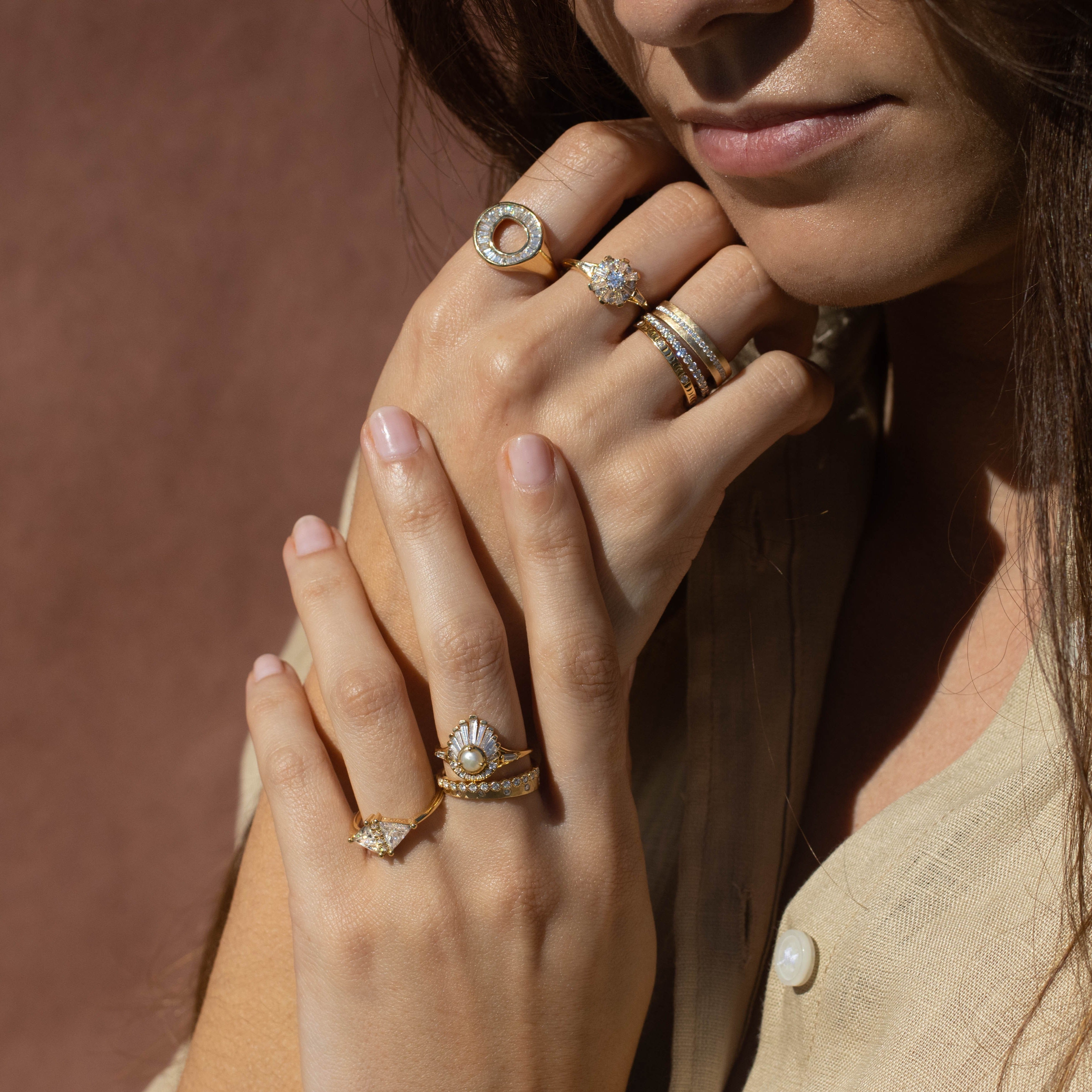 Artemer Tapered Baguette Diamond Sphere Ring