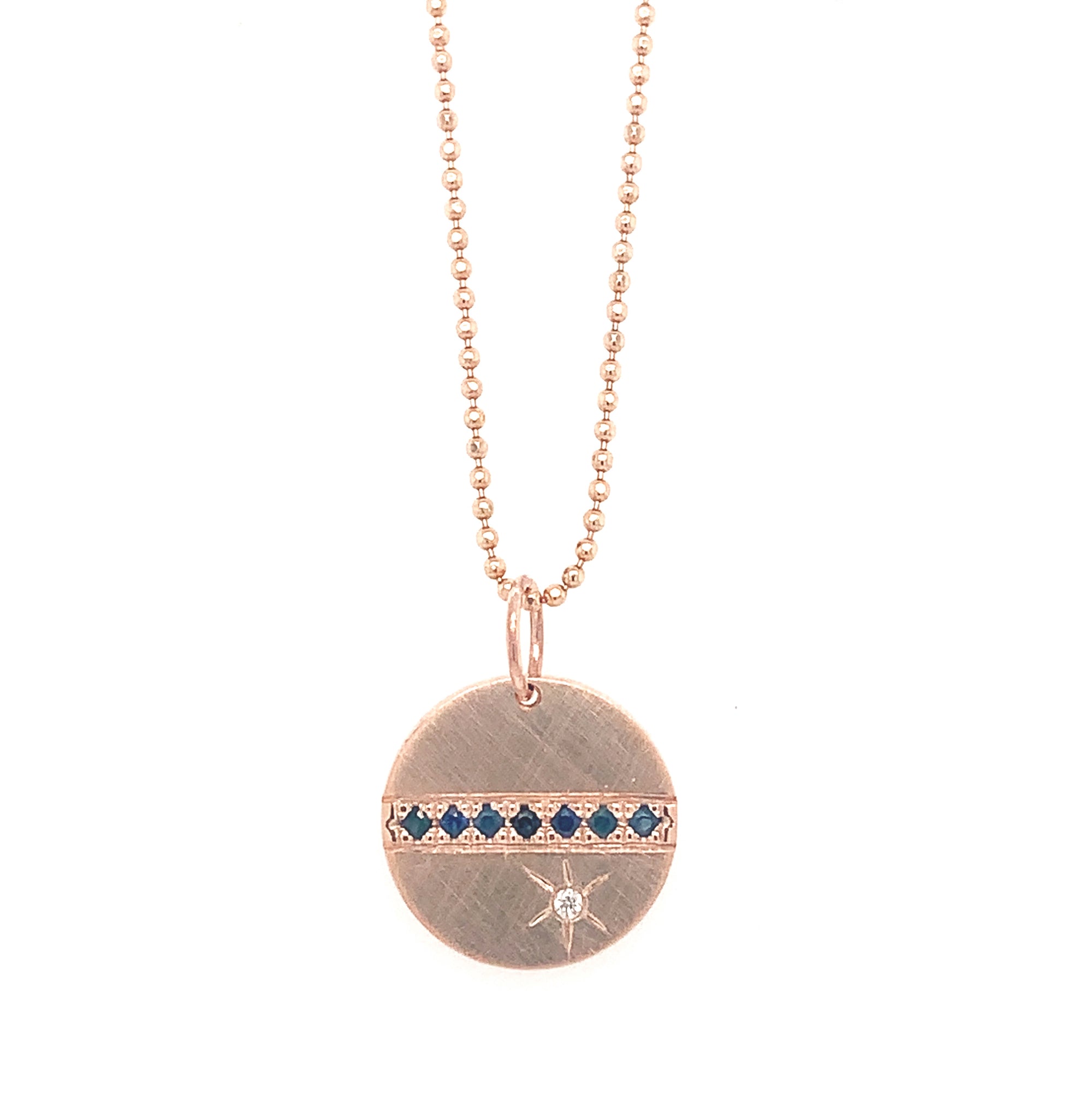 14k rose gold HALA charm with blue sapphires