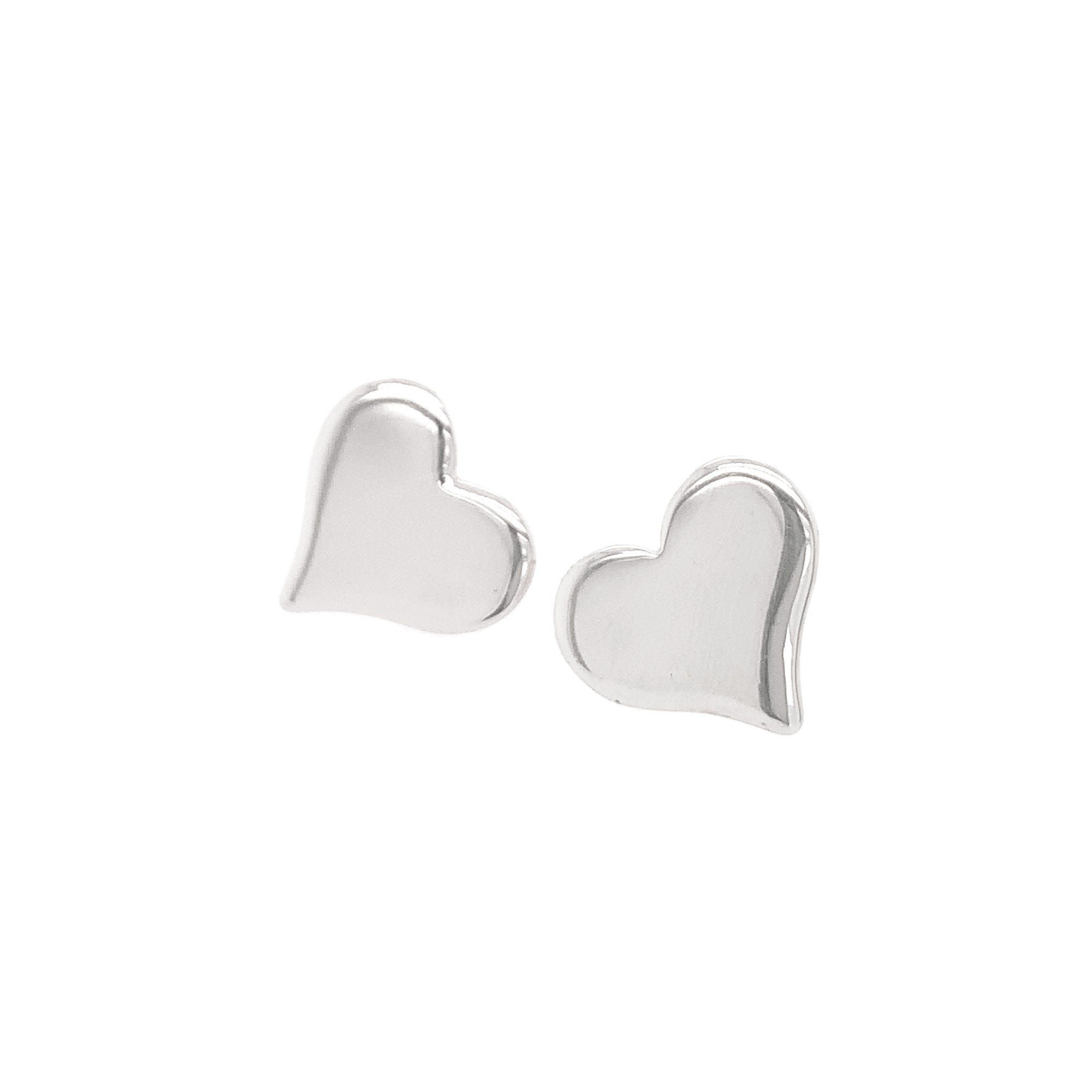 14k white gold LAMO heart post earrings