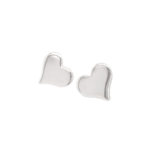 14k white gold LAMO heart post earrings