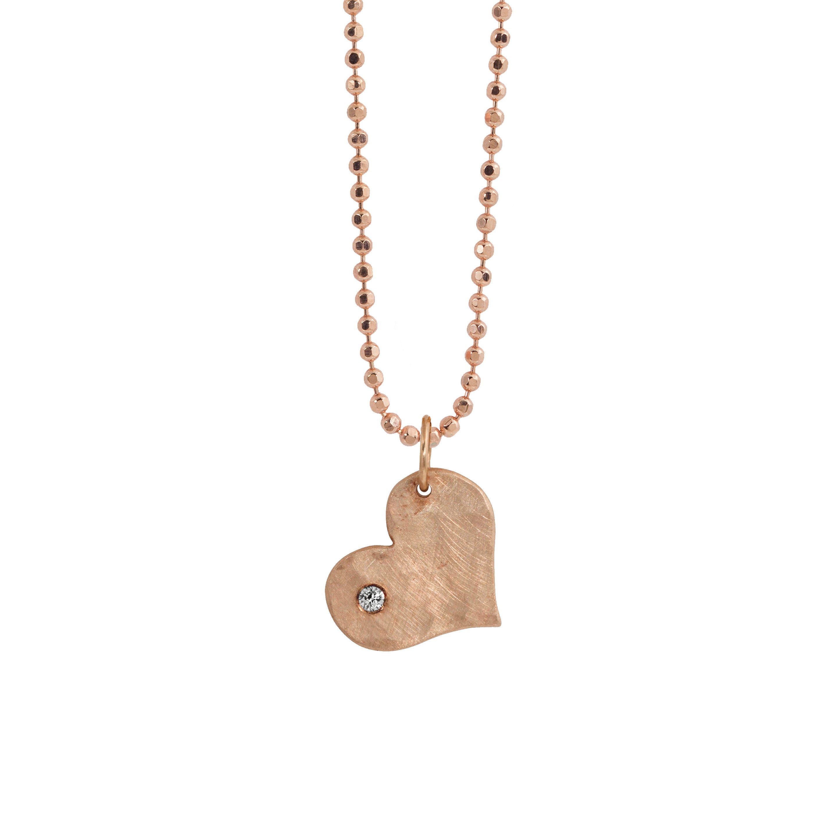 14k rose gold LANA baby heart charm with diamond