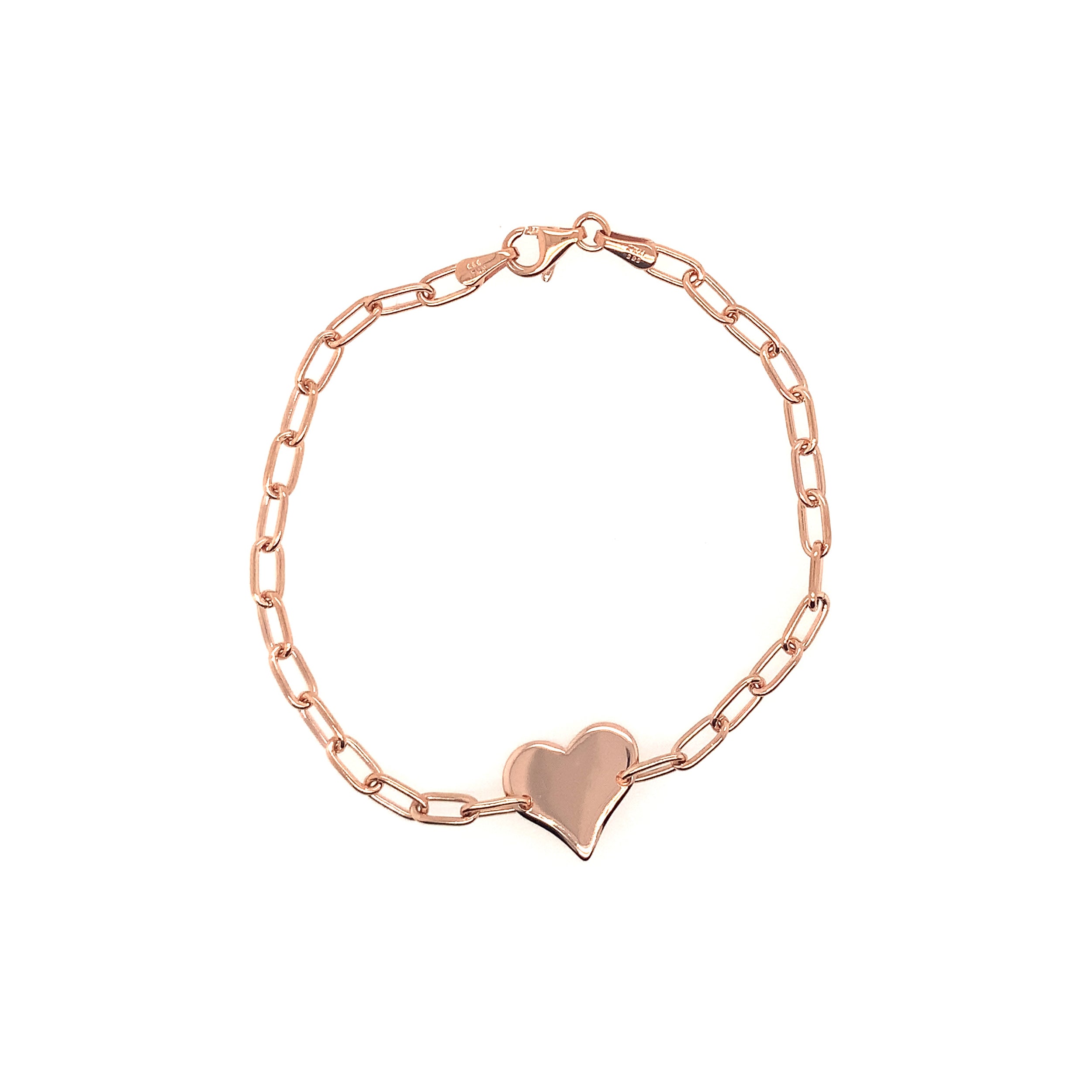 14k rose gold LARK heart link bracelet