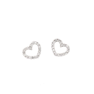 14k white gold floating diamond heart charms for ORMS hoop earrings