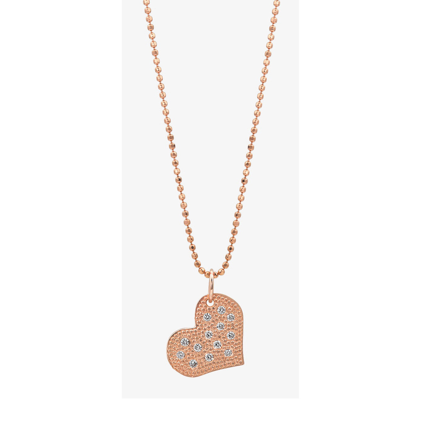 14k rose gold LAVA baby heart with scattered diamonds