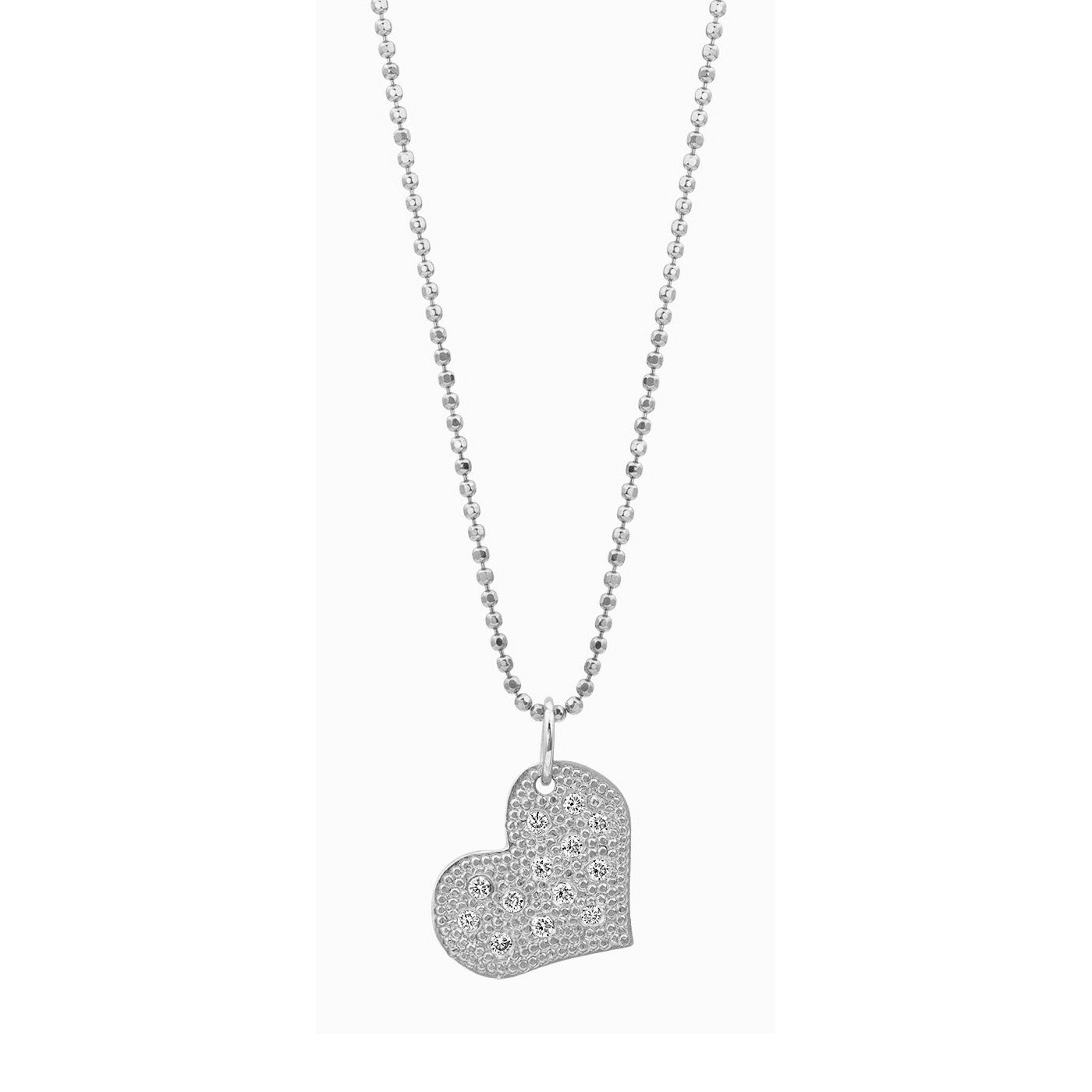 14k white gold LAVA baby heart with scattered diamonds
