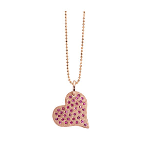 14k rose gold medium LAVA heart with pink sapphires