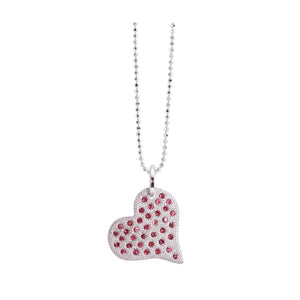 14k white gold medium LAVA heart with pink sapphires