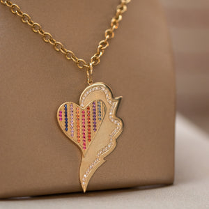 LENA 14k Gold Rainbow Heart Pendant
