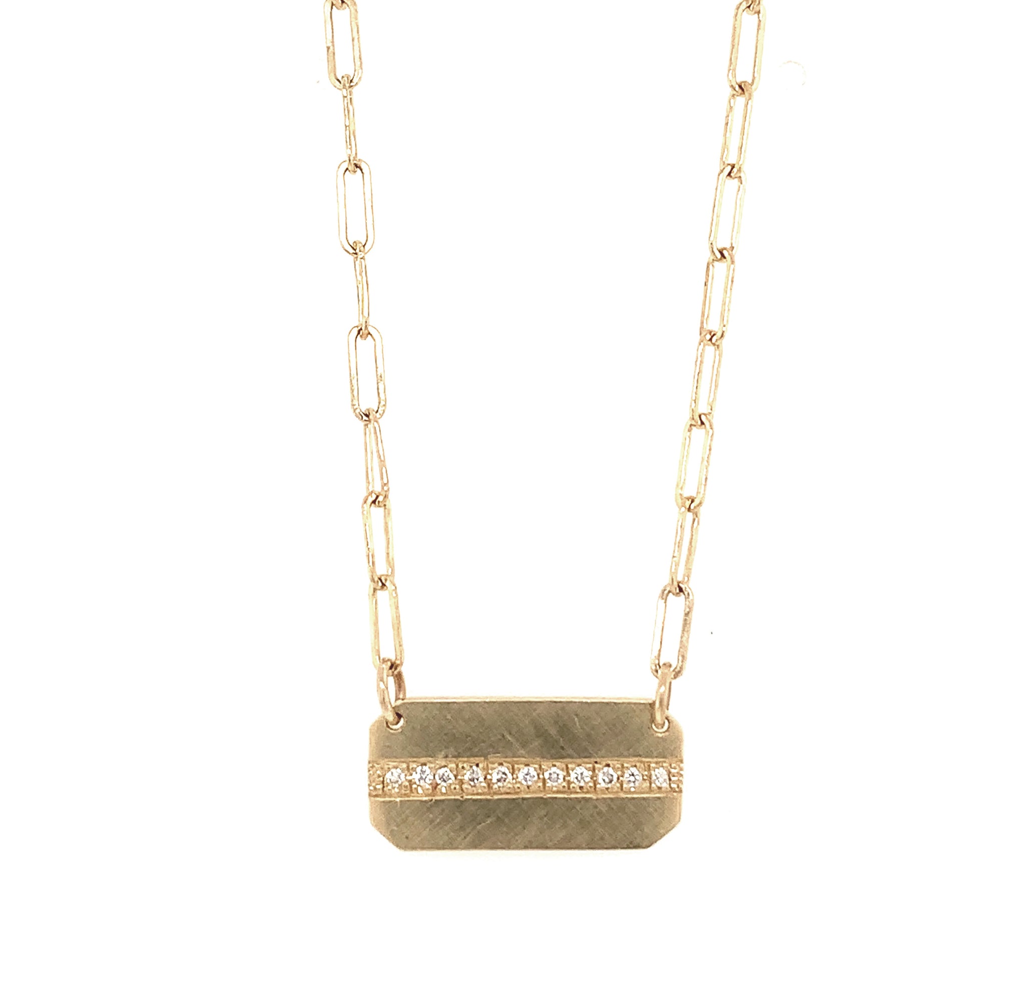 MALY 14k Gold Diamond Bar Necklace
