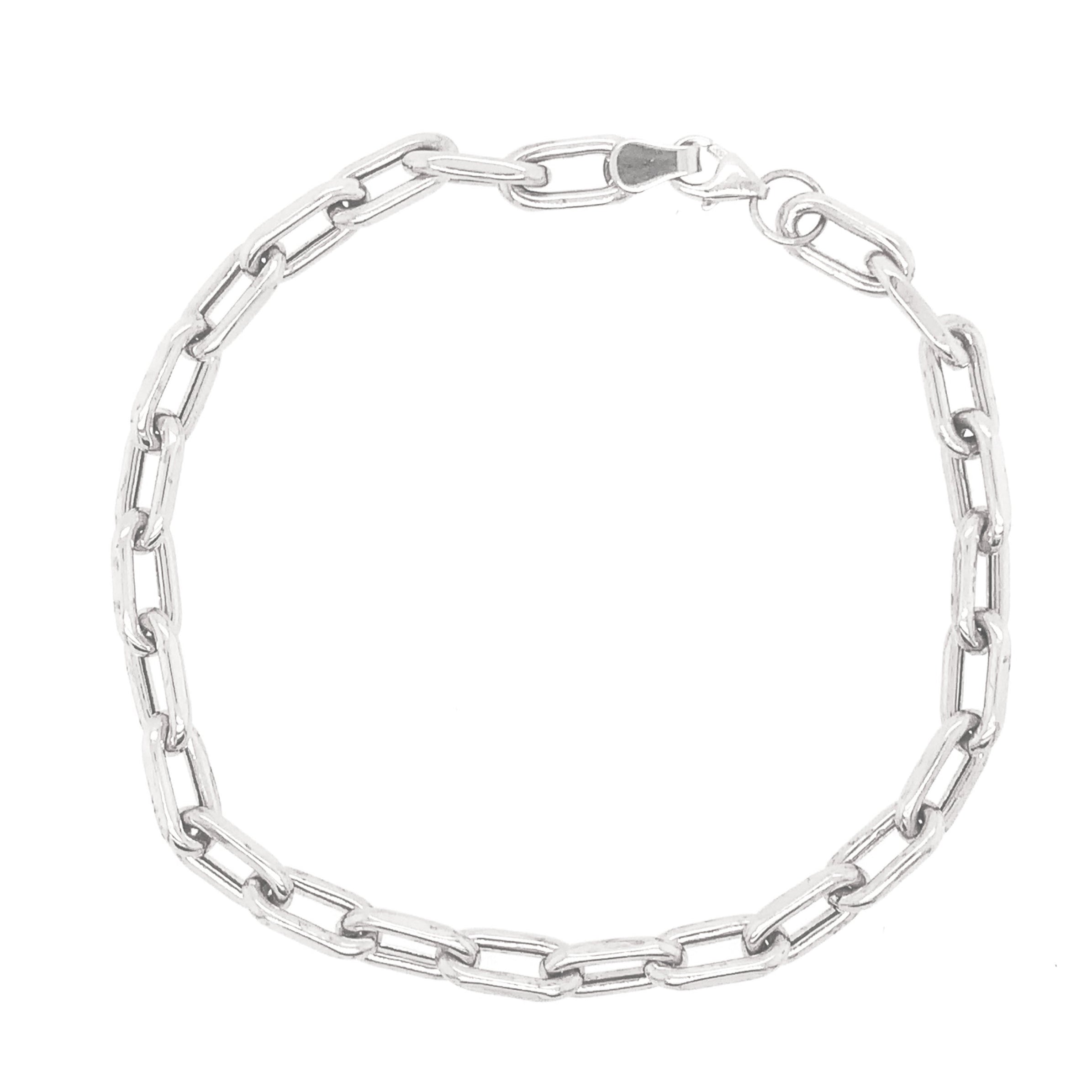 Silver chain bracelet on a white background