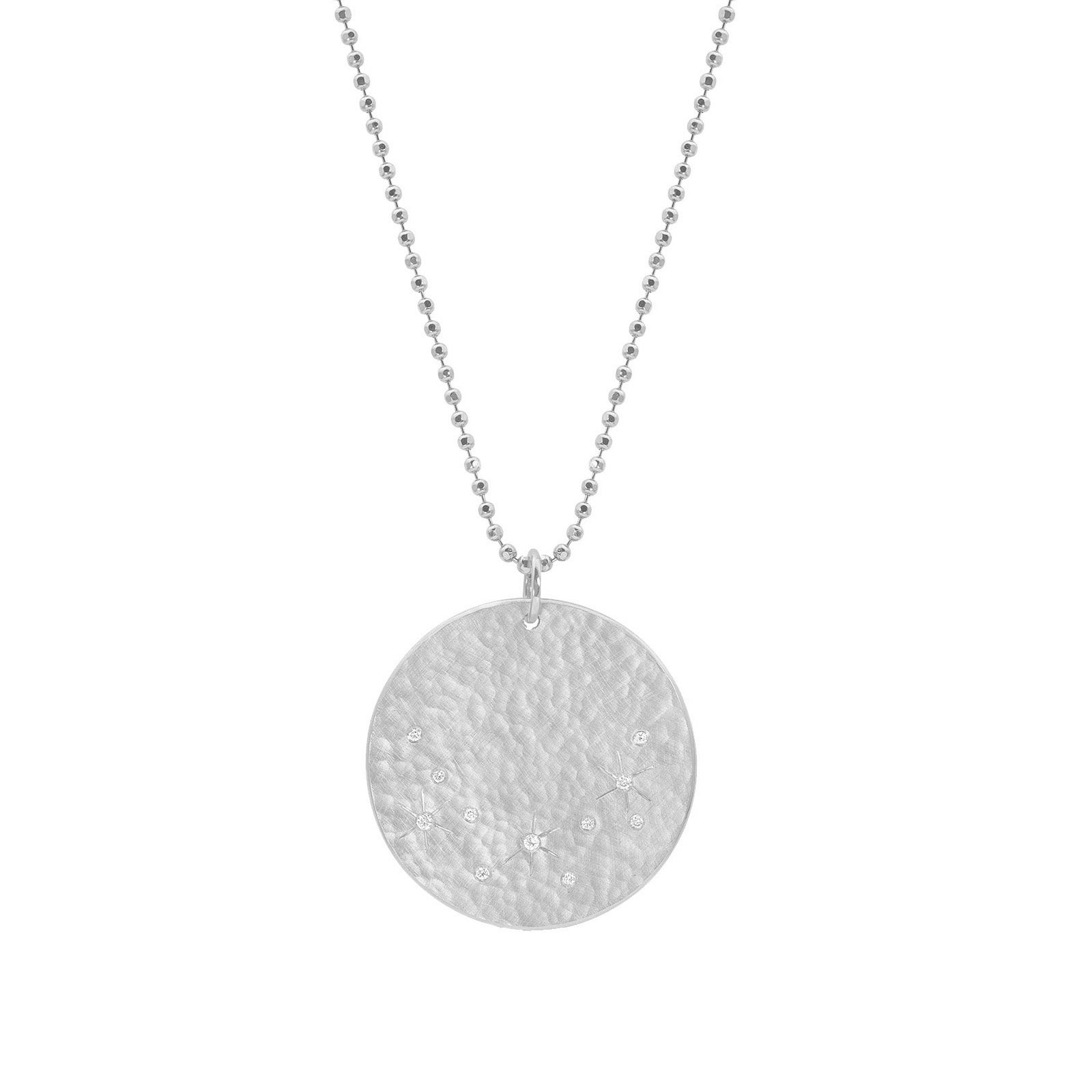 14k white gold x-large MINY medallion with diamond and etching