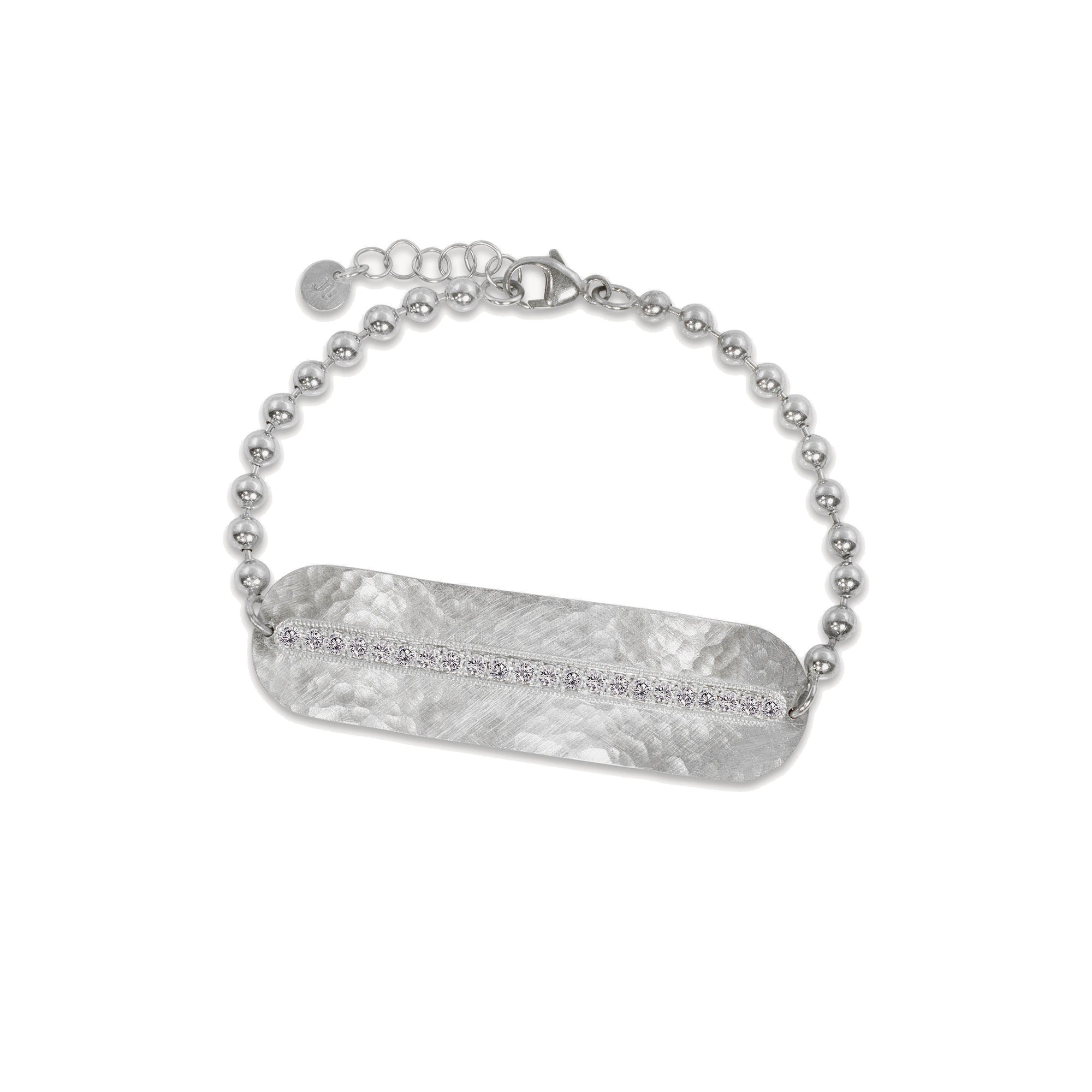 14k white gold MOLY bar bracelet with diamonds