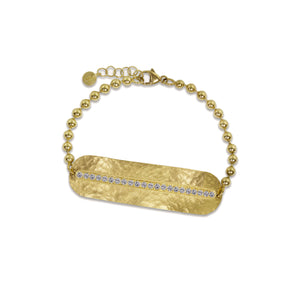 14k yellow gold MOLY bar bracelet with diamonds