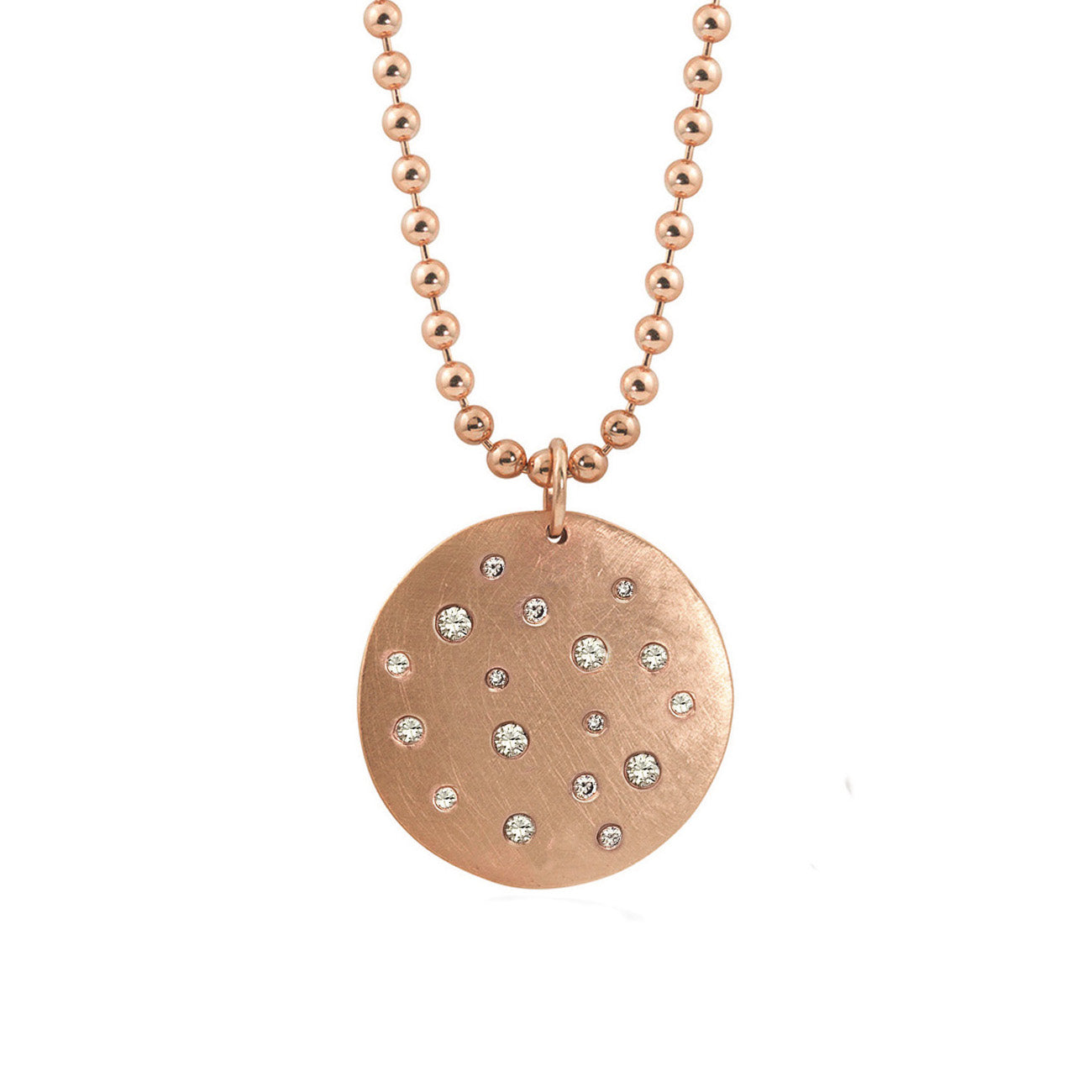 14k rose gold x-large MONI medallion with scattered diamonds
