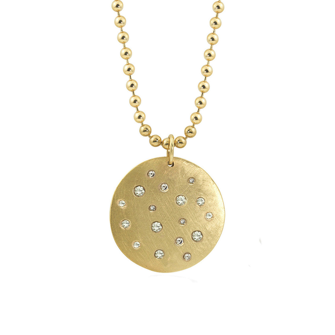 14k yellow gold x-large MONI medallion with scattered diamonds