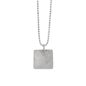 14k white gold baby MORA square charm with one diamond