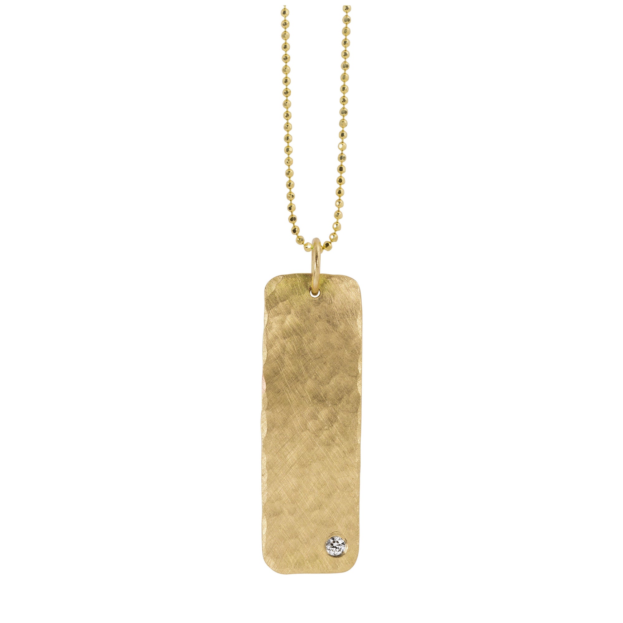 14k yellow gold NIKI bar pendant with one diamond