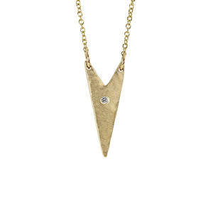 14k yellow gold NITA arrow necklace with center diamond