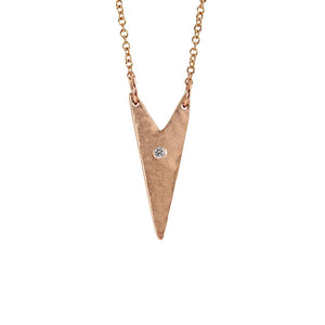 14k rose gold NITA arrow necklace with center diamond