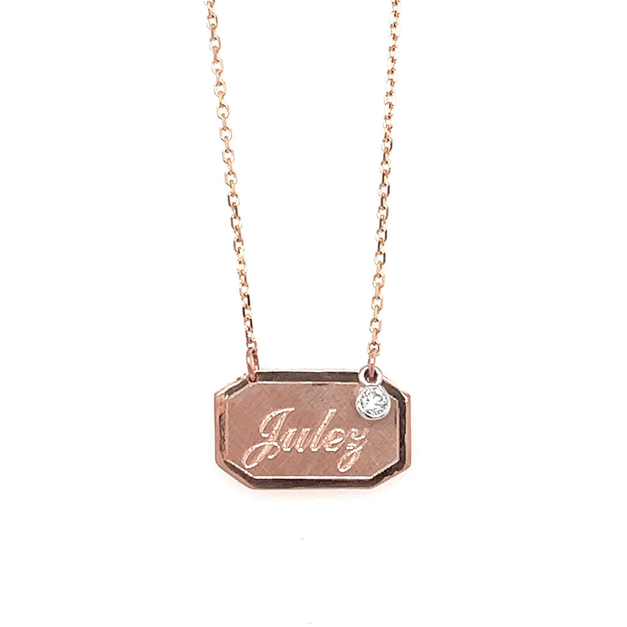 Personalized Triangle Necklace | 14K Rose Gold - The Jeweled Lullaby