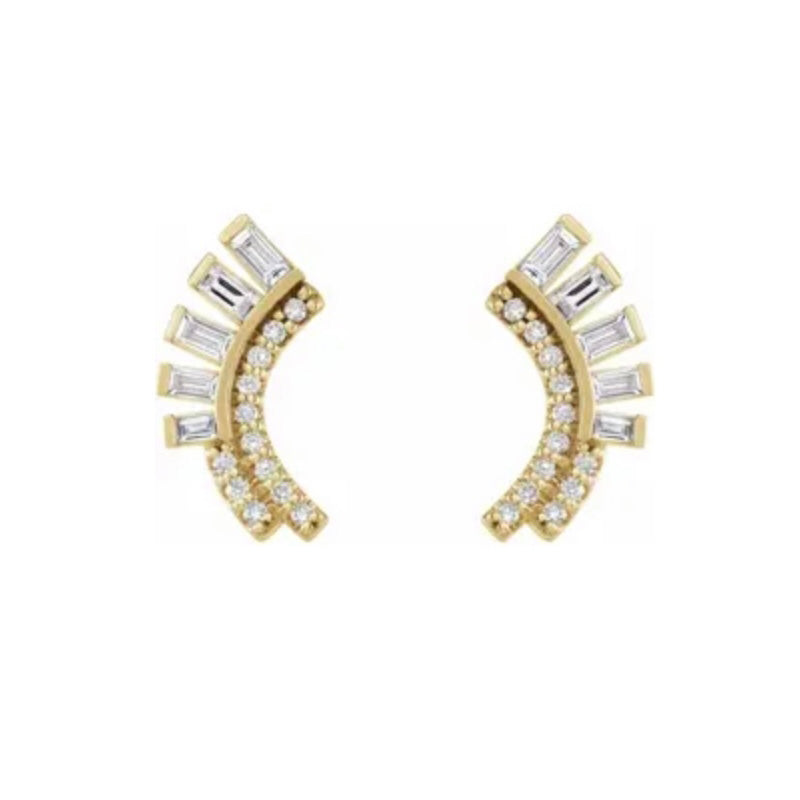 OSPRY 14k Gold Diamond Fan Earrings