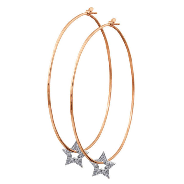 14k yellow gold ORMS hoops with diamond STAR charms