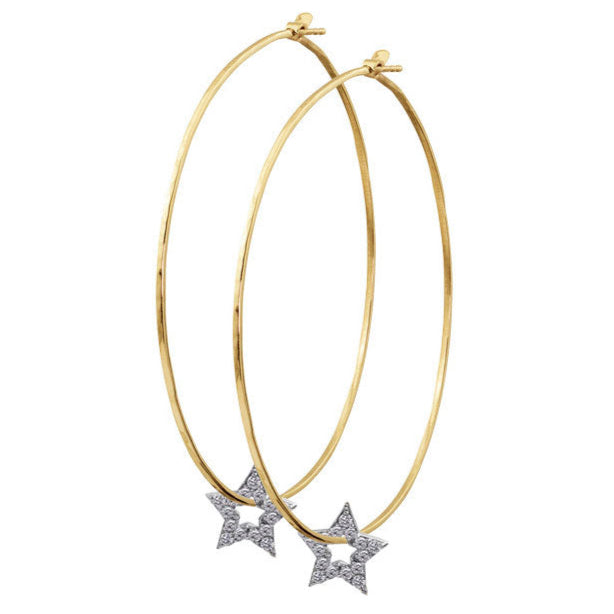 14k yellow gold ORMS hoops with diamond STAR charms