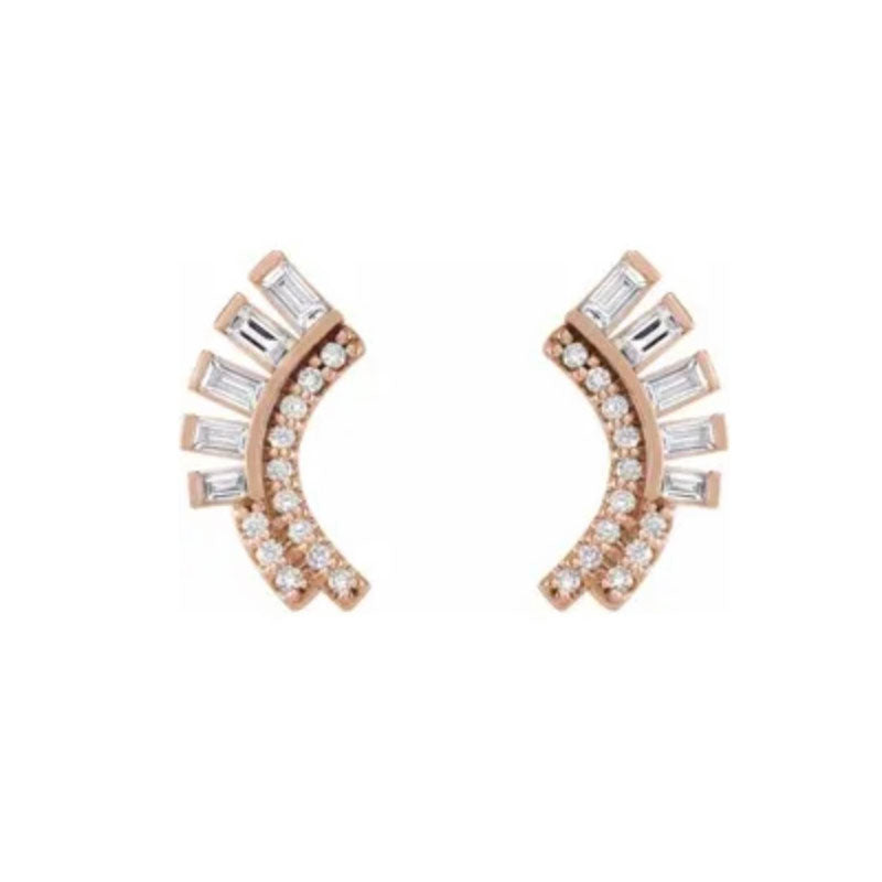 OSPRY 14k Gold Diamond Fan Earrings