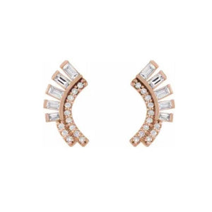 OSPRY 14k Gold Diamond Fan Earrings