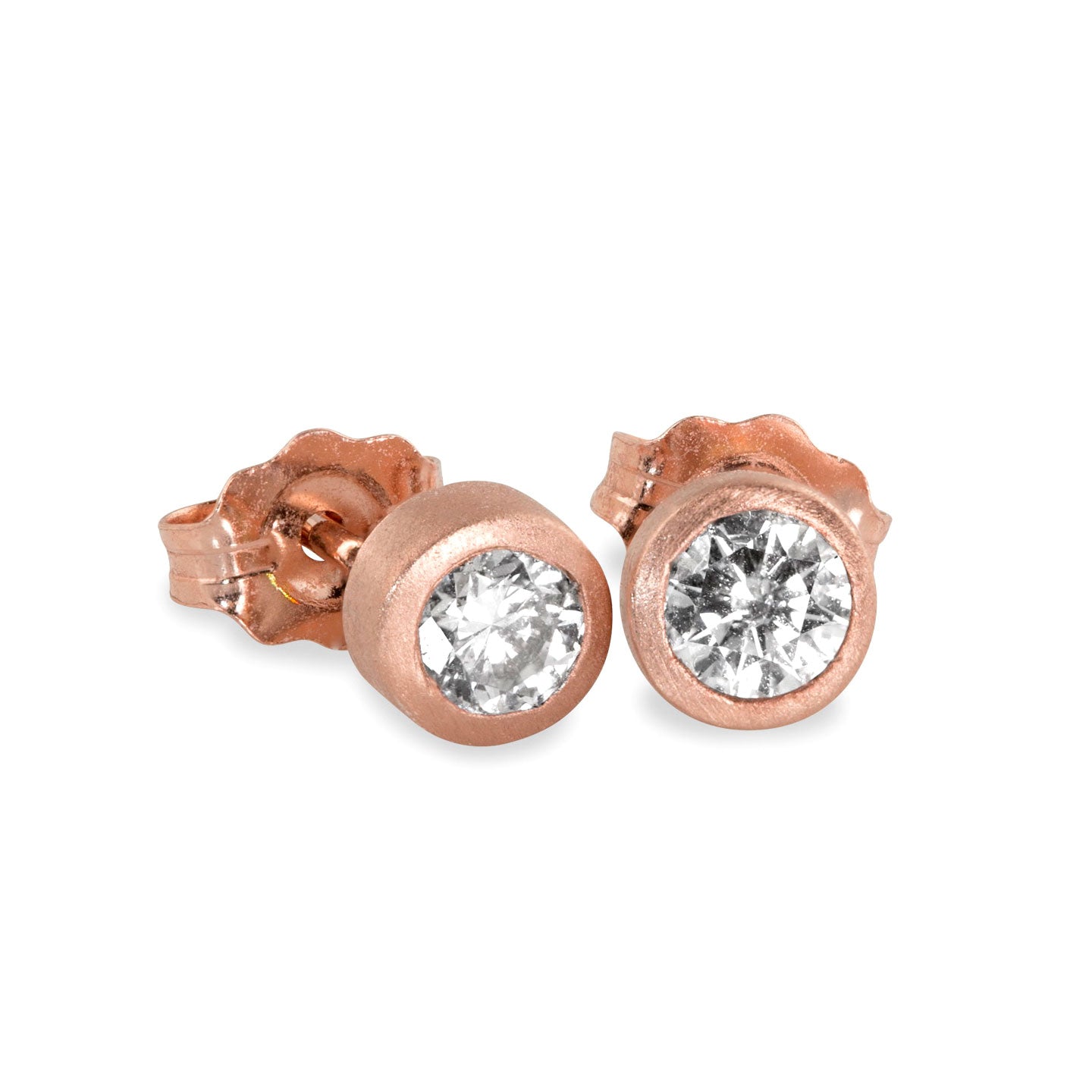 14k rose gold OTTO diamond solitaire post earrings