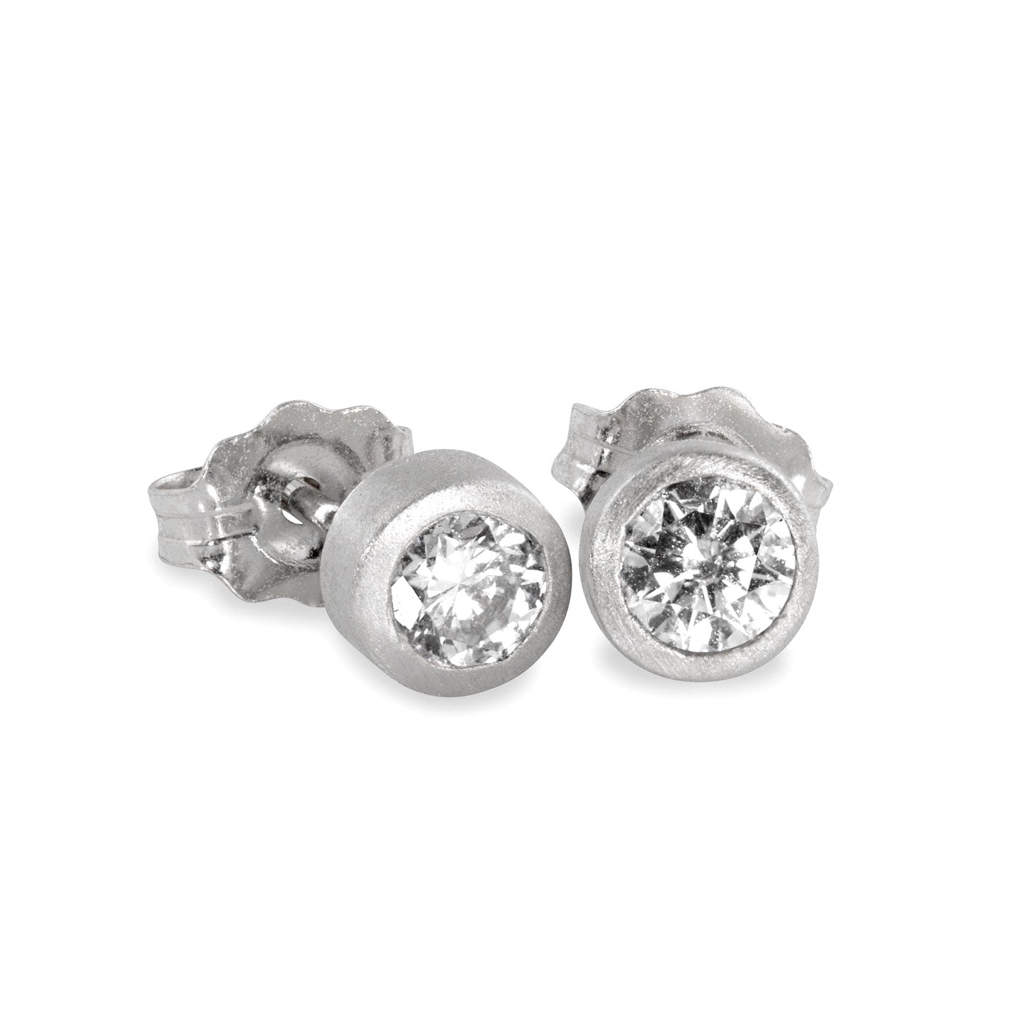14k white gold OTTO diamond solitaire post earrings