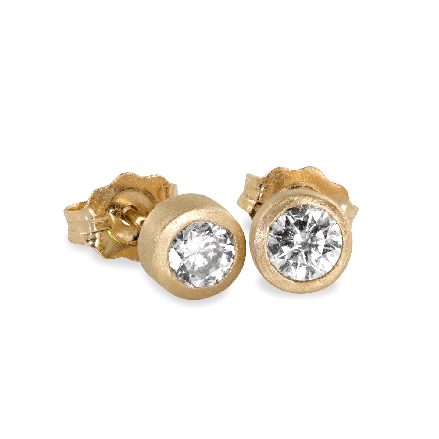 14k yellow gold OTTO diamond solitaire post earrings