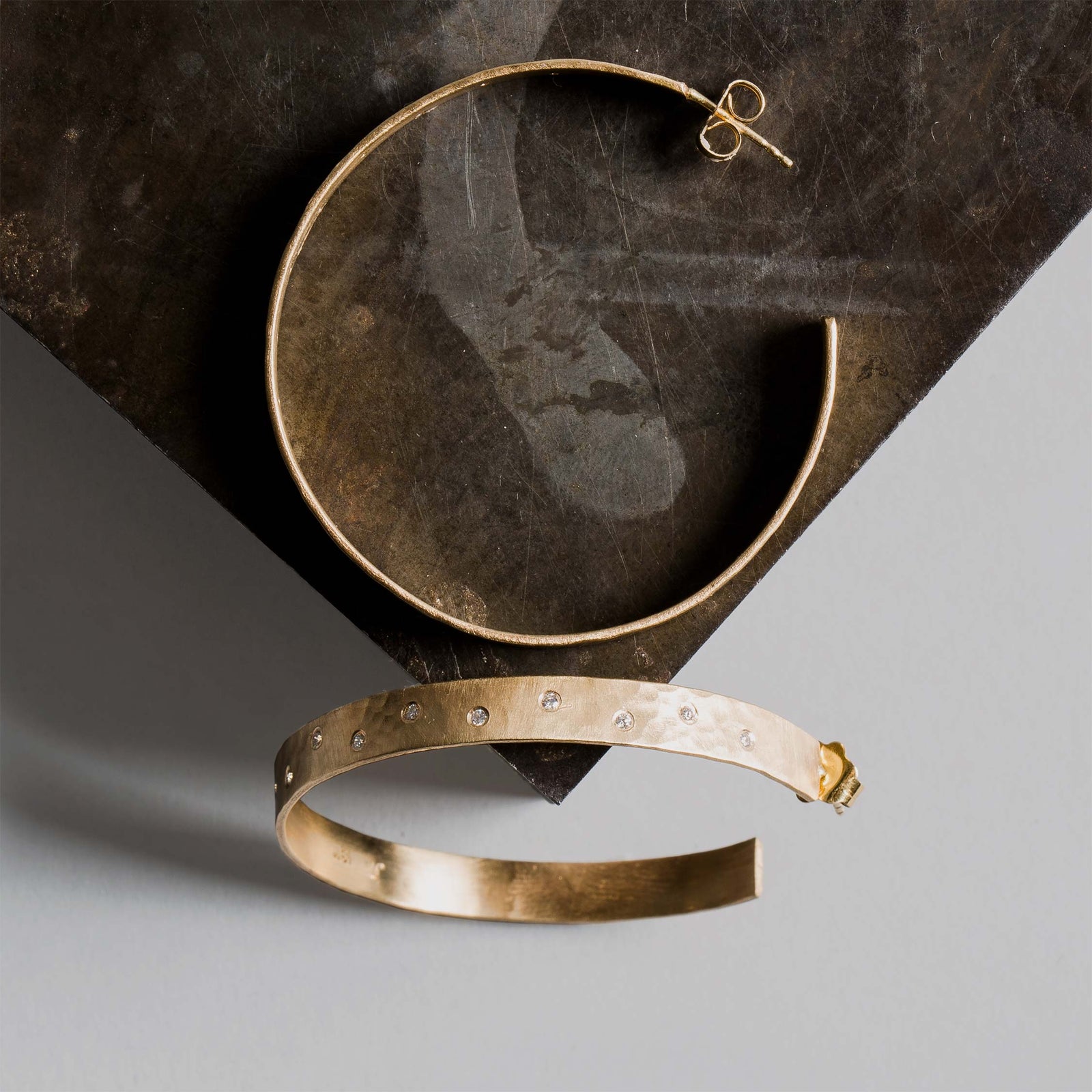 OPAR 14k Large Diamond Hoop Earrings