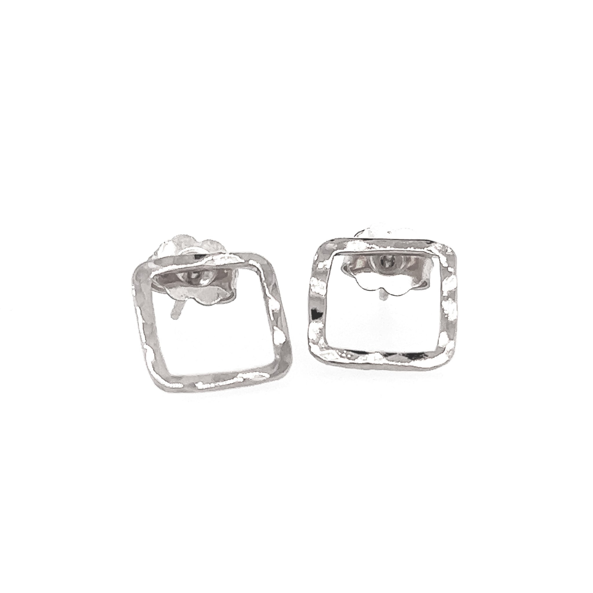 Sterling Silver Cubic Zirconia Square Stud Earrings - 3MM | Icing US