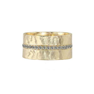 14k yellow gold RANI wide band ring with diamonds