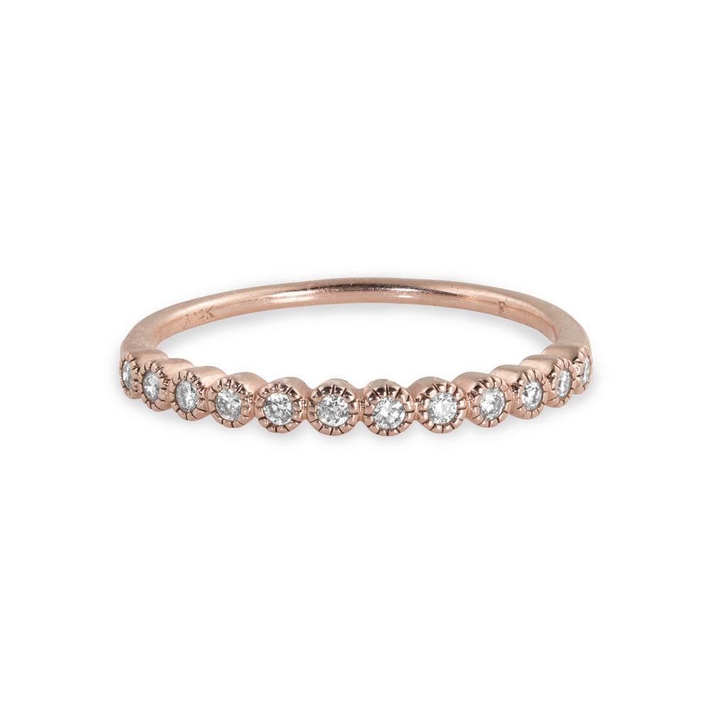 14k rose gold RAZZ half eternity diamond ring