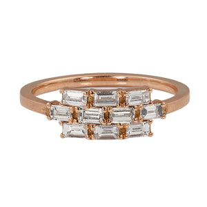 REGA 14k Rose Gold Baguette Ring - Size 6.5