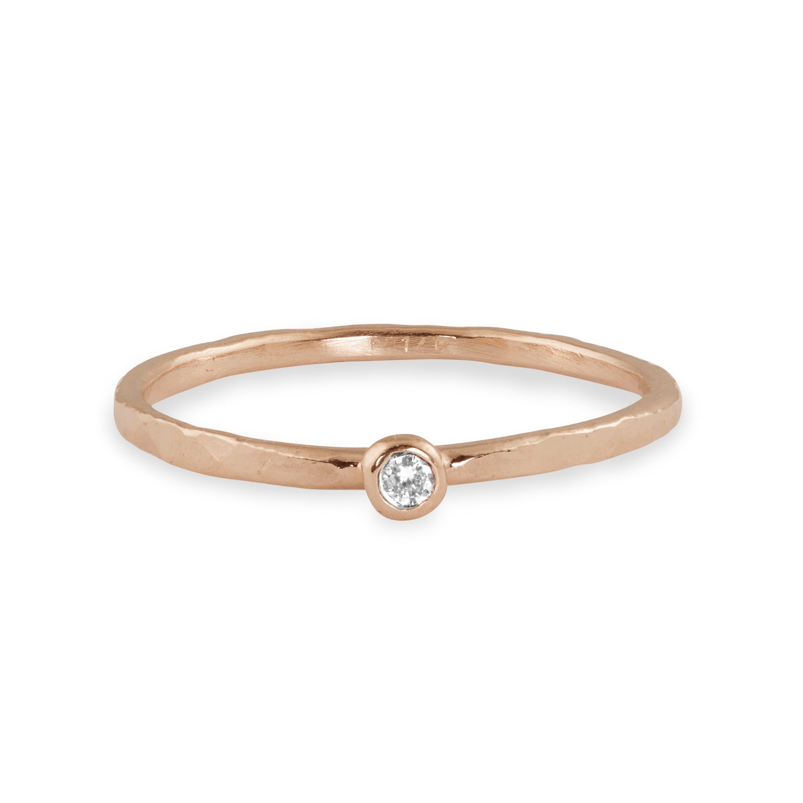 14k rose gold RELA stacker ring with diamond