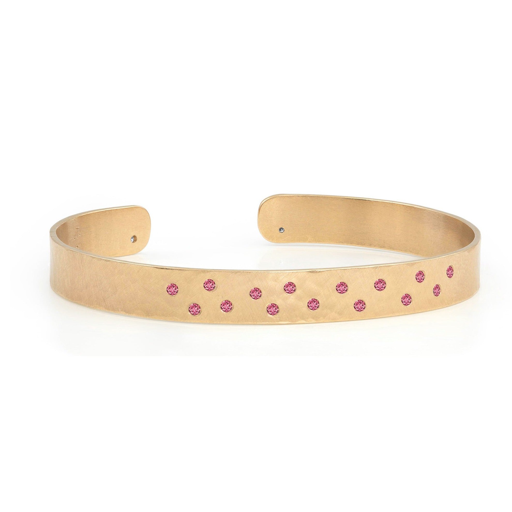 14k yellow gold SIMI cuff bracelet with pink sapphires